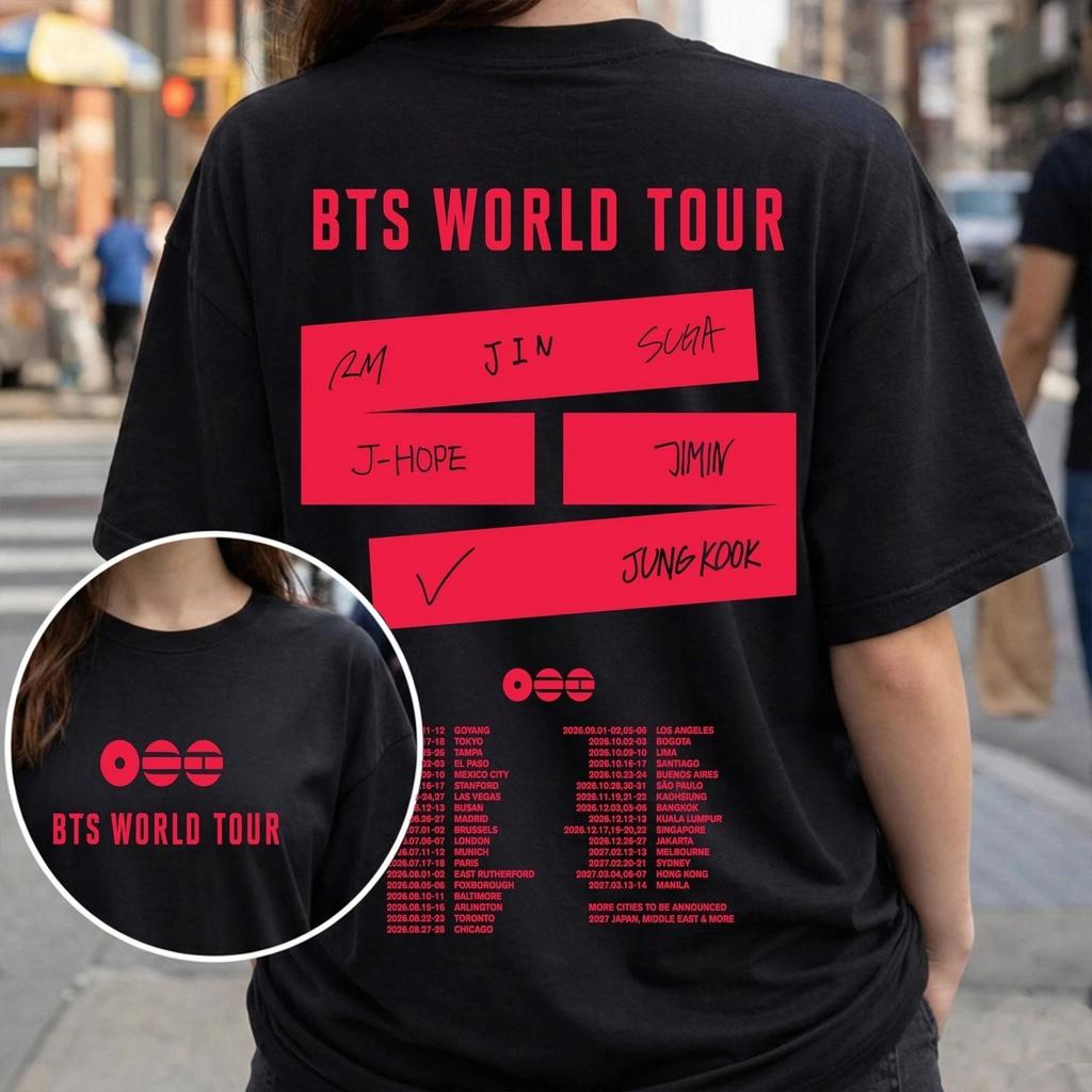BTS Arirang Album Welttournee Unisex Baumwoll-T-Shirt K-Pop Boy Band 2026 Sommer Neu Herren Damen Oversize Hallyu Mode Shirt