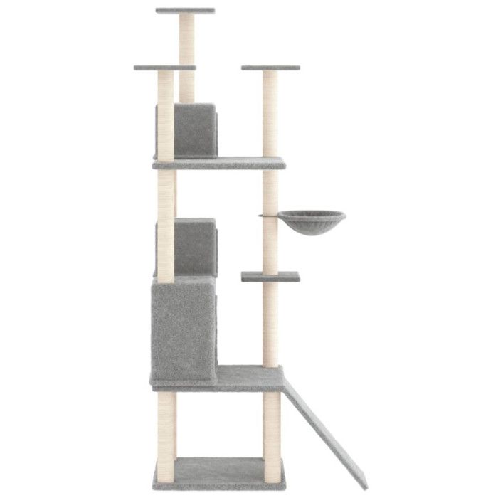 171685 vidaXL Arbre à chat avec griffoirs en sisal Gris clair 175 cm