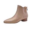 2025 neue Sommer- und Herbststiefel aus weichem Leder mit weicher Sohle, spitze Zehen, niedriger quadratischer Absatz, modische Stiefel, weiches Leder, französische Retro-Stiefel für Damen