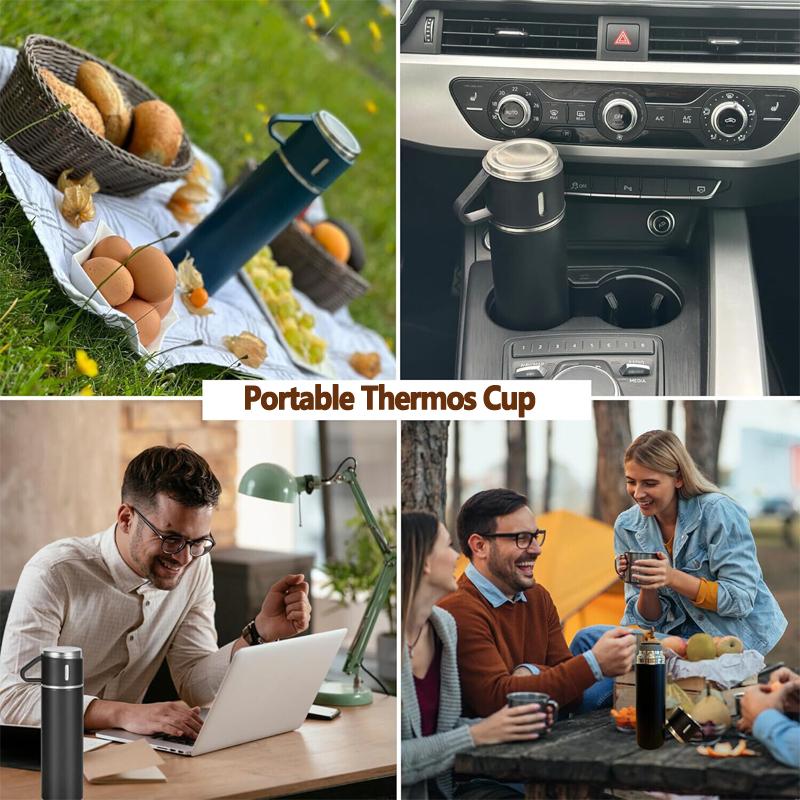 Termoflaska i rostfritt stål Vakuumisolerad kolv med kopp för kaffete