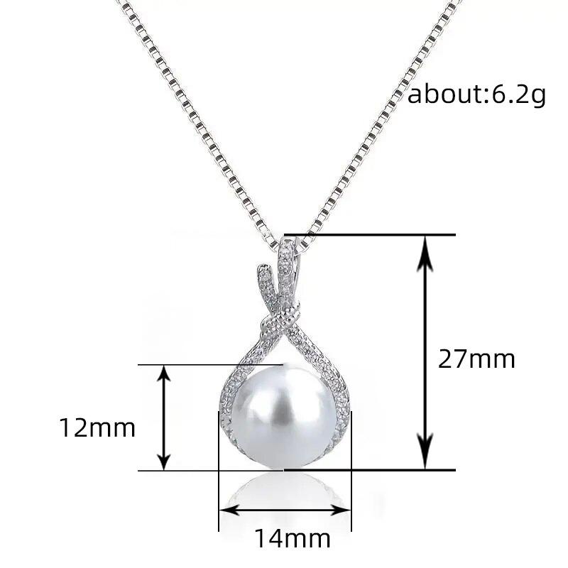 Ladies' Artificial Pearl Pendant Necklace Collarbone Chain, Embellished with Synthetic Zircon, Elegant Jewelry, Birthday Gift