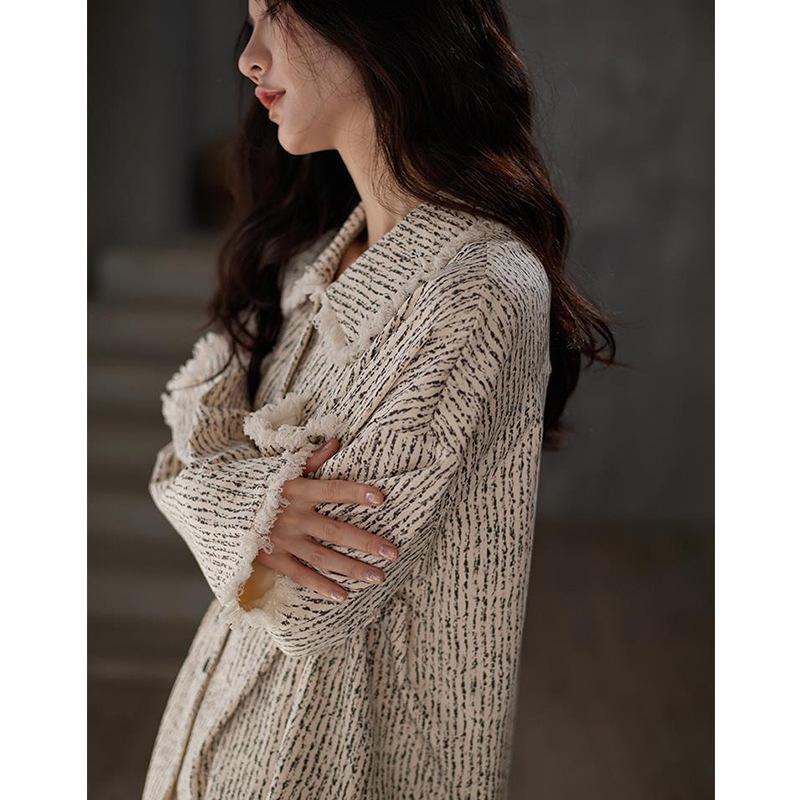 Spring and Autumn New Pajamas Women s Soft Cotton Long Sleeve Cardigan Homewear Women s Fashion Wear Loose Casual Spot M