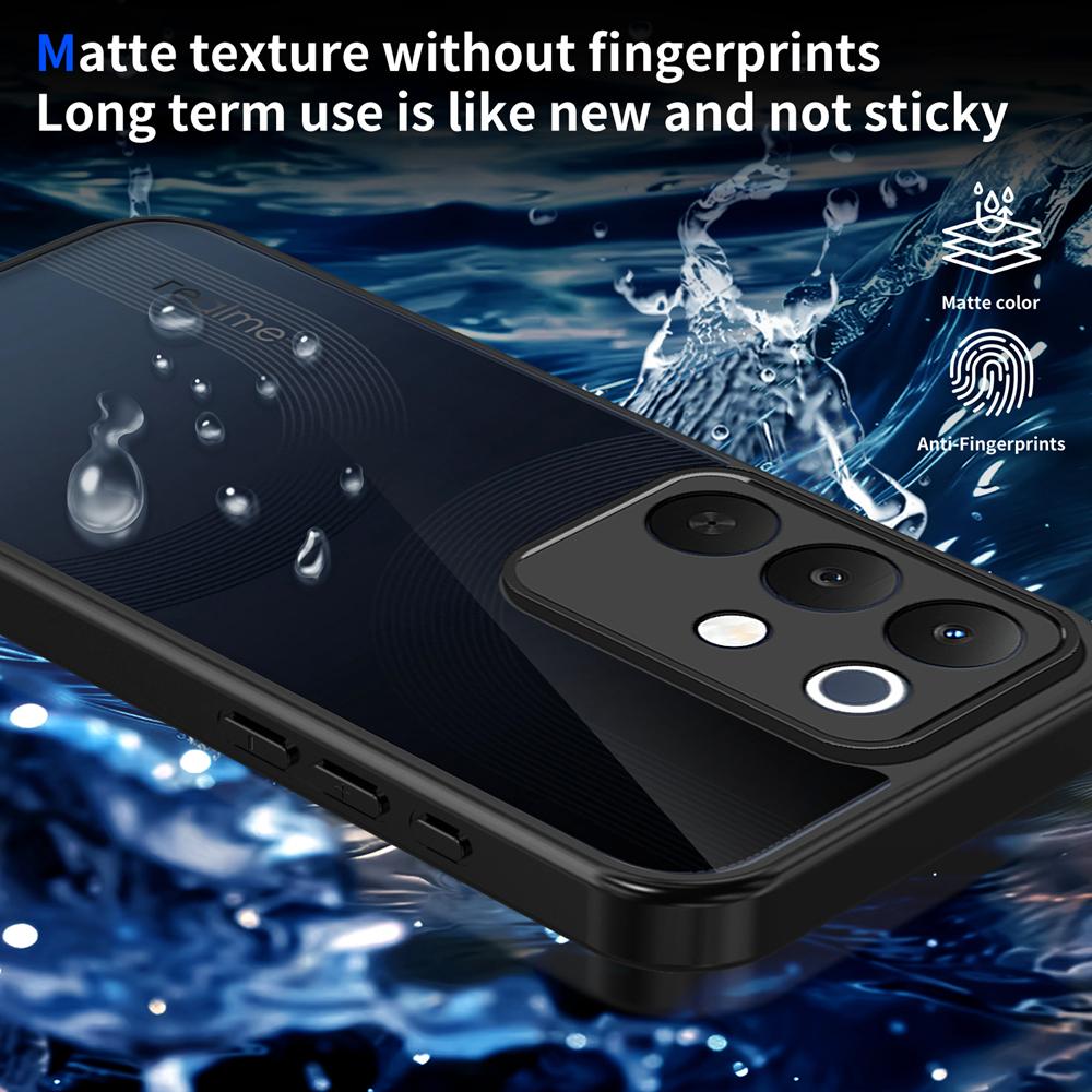 KEYSION Matte durchscheinende schwarze Handyhülle für Realme C85 4G 5G Silikon+PC Klare stoßfeste Rückabdeckung für OPPO Realme C85 Pro