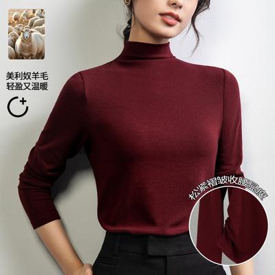 Liu Wen Semi-turtleneck Wool Knitted Bottoming Shirt Women's Autumn and Winter with a New High-end Black Top