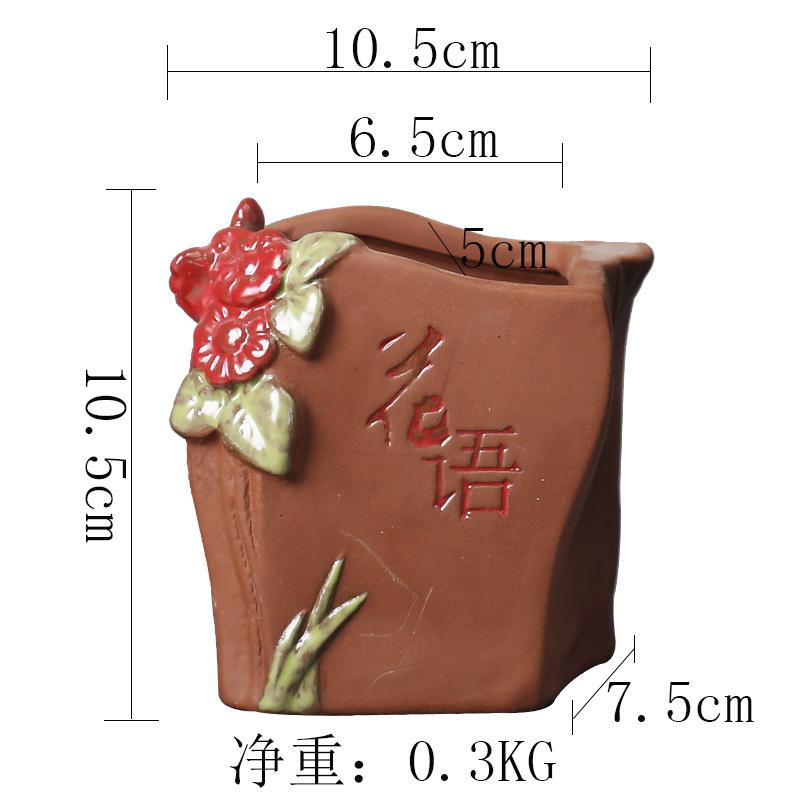 Creative And Personalized Purple Sand Flower Pot Ceramic Xiaolaozhuang Meat Meat Peach Egg Plant Bonsai Potted Plant Calamus Wenzhu Chinese Style
