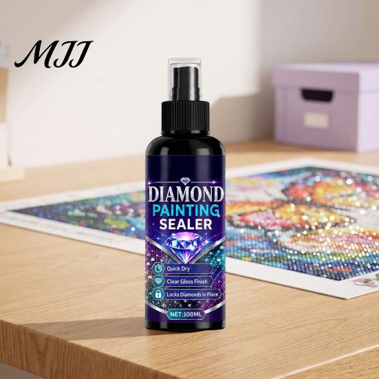 Sealer Spray for Faux Diamond Art 2Pcs Sealer, 100ml Rhinestone Painting Spray, Quick Dry Glue Gloss Finish Sealant, Clear Protective