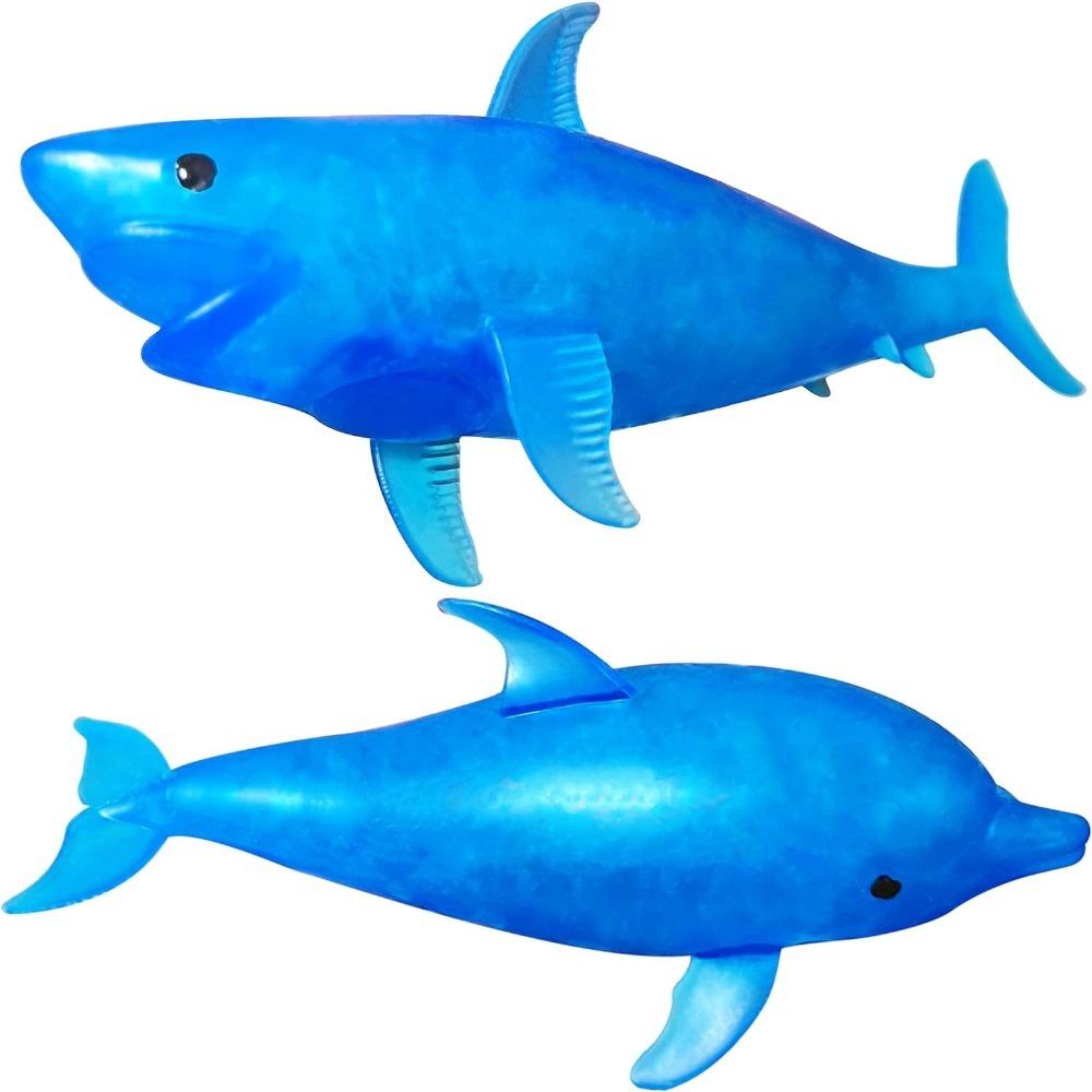 Squishy Shark Dolphin Stress Ball  Fidget Toy Stretchy TPR Anxiety Relief Hand Therapy Sensory Gift for Adults Kids Party Favors