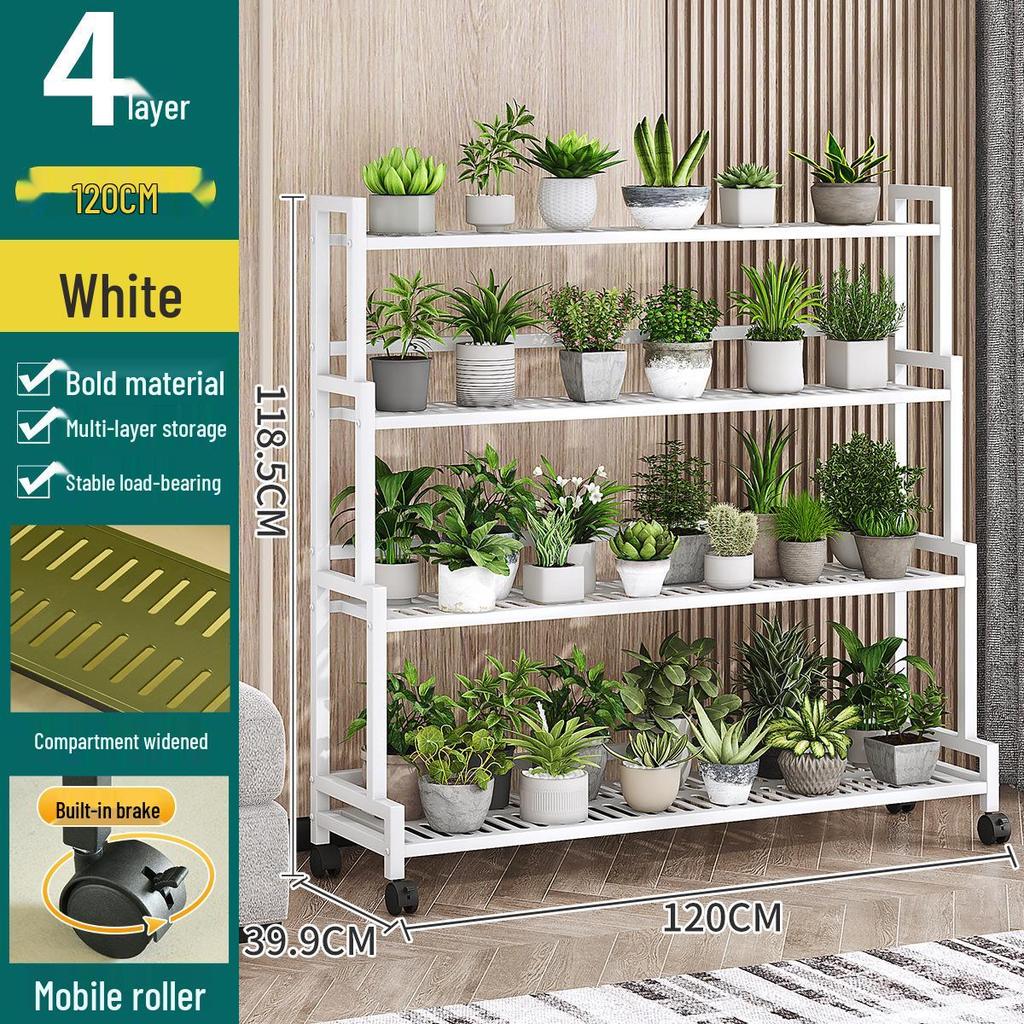 Wrought Iron Trapezoidal Plant Stand – Floor Standing Flower Pot Holder for Living Room or Balcony
