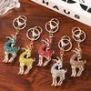 Colorful Rhinestone Goat Keychain With Sparkling Crystal Inlay Gold Plated Base Gifts For Animal Lovers