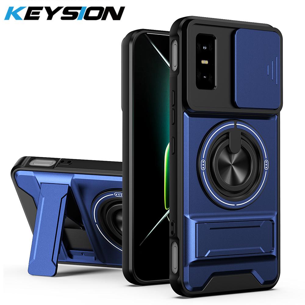KEYSION Magnetic Phone Case for Infinix GT 30 30 Pro 5G Slide Camera Protection Upright Kickstand 360 Ring Shockproof Back Cover