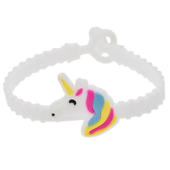5 Stück Cartoon-Einhorn-PVC-Armbänder für Kinder, Geschenke, niedliche verstellbare Armbänder