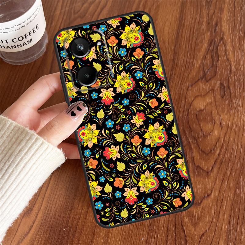 Russian Scarf Floral For Realme 15 Pro GT7 GT6 10 11 12 13 14 Pro Plus C75 C71 C65 C63 C61 C53 C67 C35 C55 Case