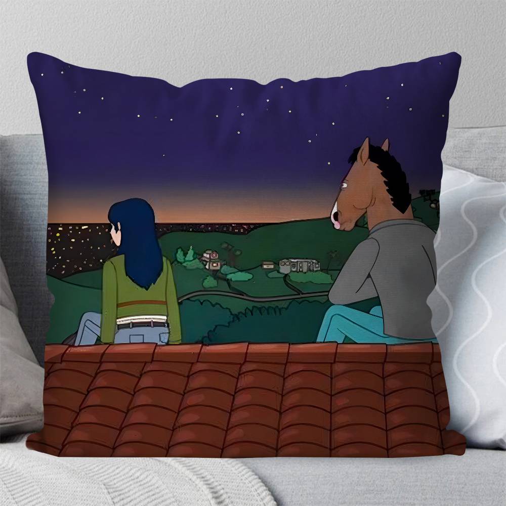 Аниме БоДжек Лошадь Наволочка Квадратная Подушка Спальня Диван Отдых Комфортная Подушка Автомобиль Гостиная Домашний Декор 16x16Inch