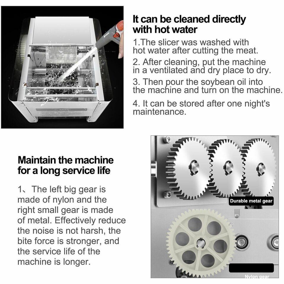 850W Commercial Stainless Steel Electric Meat Slicer Household Meat Grinder Automatic Fish Vegetable Cutter Fillet Shredded Cut