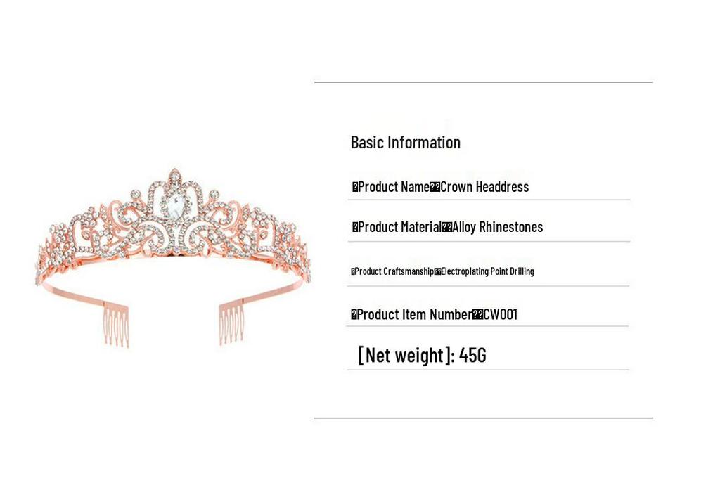 European & American Fashion Crystal Crown Bridal Headdress for Birthdays & Bachelorette Parties