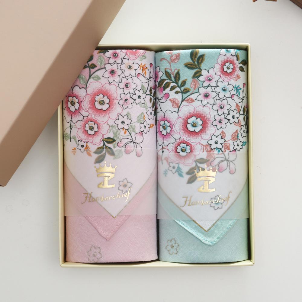43cm Premium Cotton Floral Handkerchief: Sweat-Absorbing Gift for Moms & Teachers