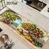 Mediterranean Orange Lemon Tree Kitchen Runner Mat Anti Slip Absorbent Rug Fruit Scenery Carpet for Sink Cooking Laundry Room