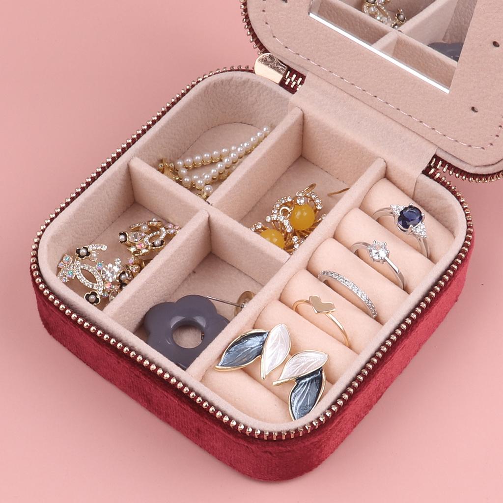 Clever Compartmentalized Design Small Body Hand Moving People Velvet Multifunctional Protection Jewelry Double Storage Box