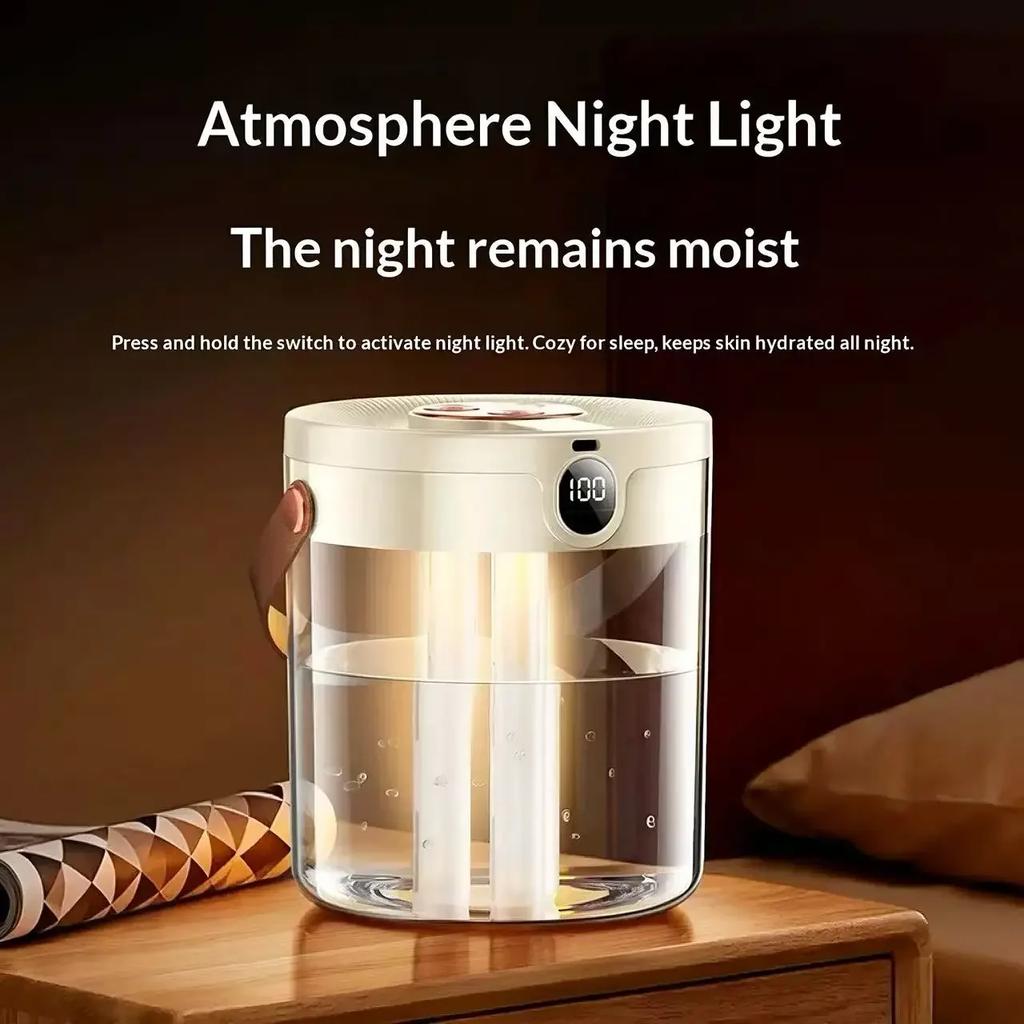 New Portable Dual Nozzle Humidifier USB Large Capacity Quiet Operation for Home/Bedroom/Office with Night Light Digital Display