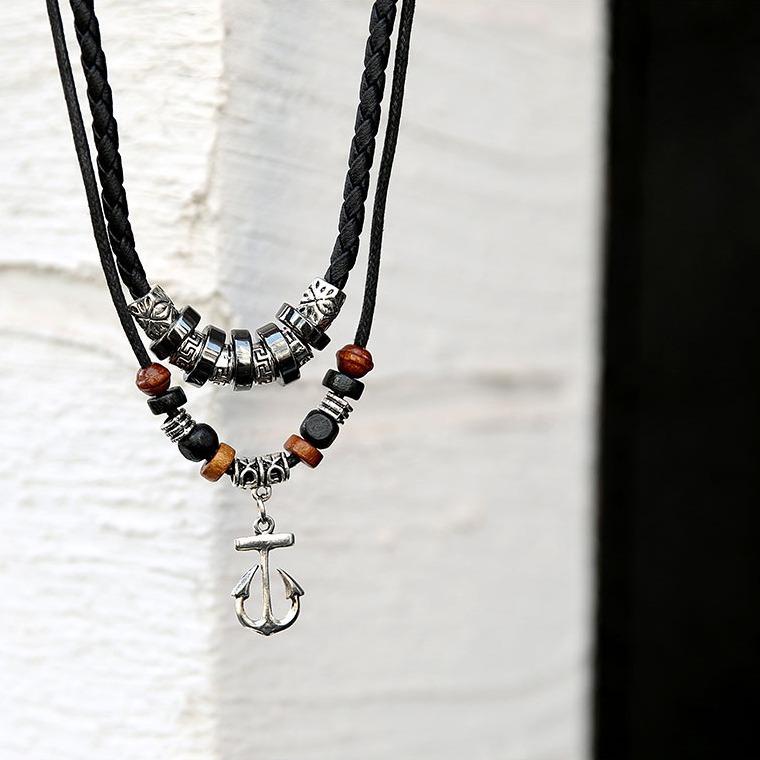 1PC Boat Anchor Necklace Men's Student Retro Hipster Pendant Collarbone Chain Japanese and Korean Version Couple Jewelry Gift