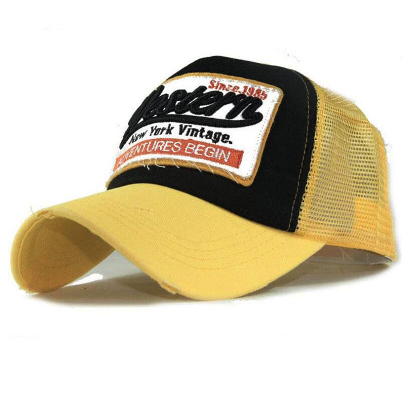 New 3D Embroidered Western Mesh Baseball Cap Cotton Baseball Cap Men's Splicing Baseball Cap Korean