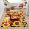 Highland Cattle and Sunflower Carpet Anti Slip Floor Mat Suitable for Home Decoration In Bedrooms Living Rooms Kitchens Areas