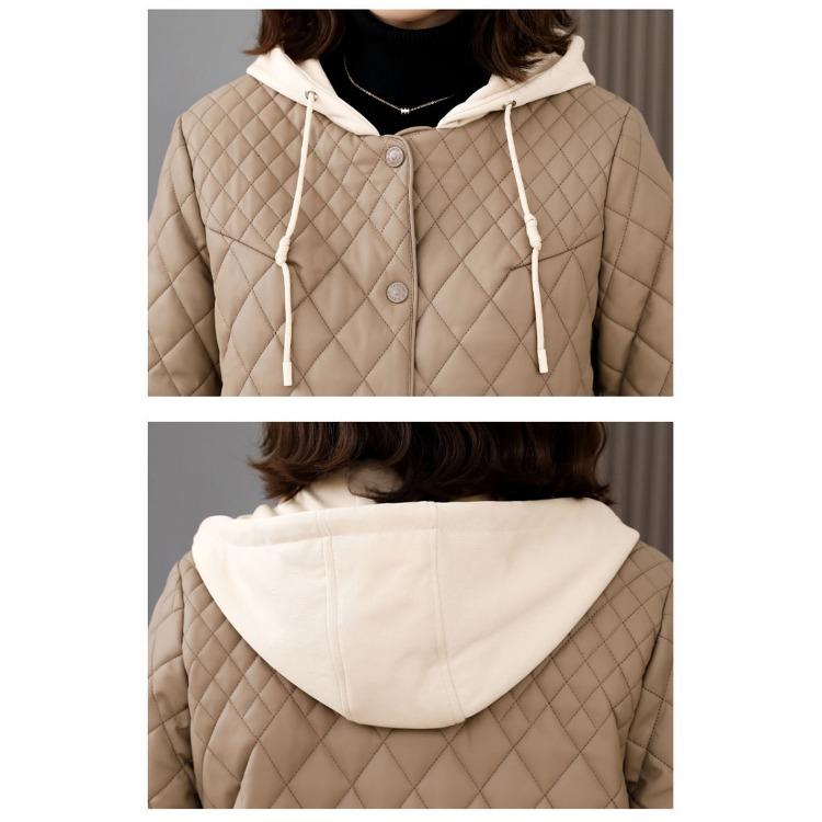 Krátká prošívaná bavlněná bunda s kapucí a šik designem pro ženy