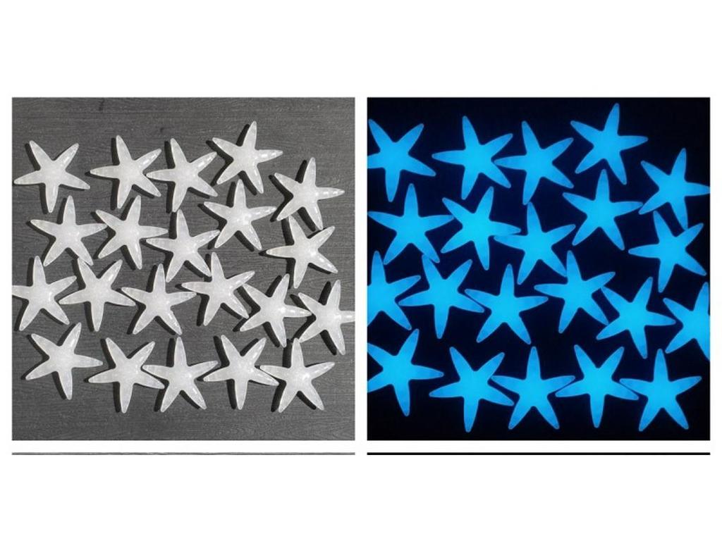4cm Colorful Luminous Plastic Starfish for Aquarium Landscaping, 2.7g Fluorescent Marine Decor Stone