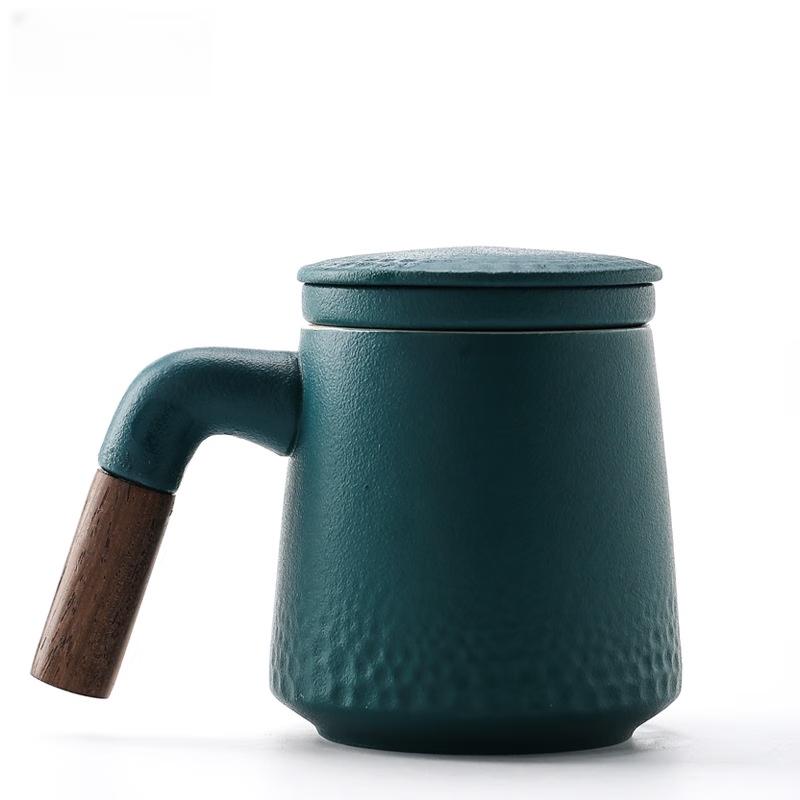 Ceramic Tea Infuser Mug with Wooden Handle