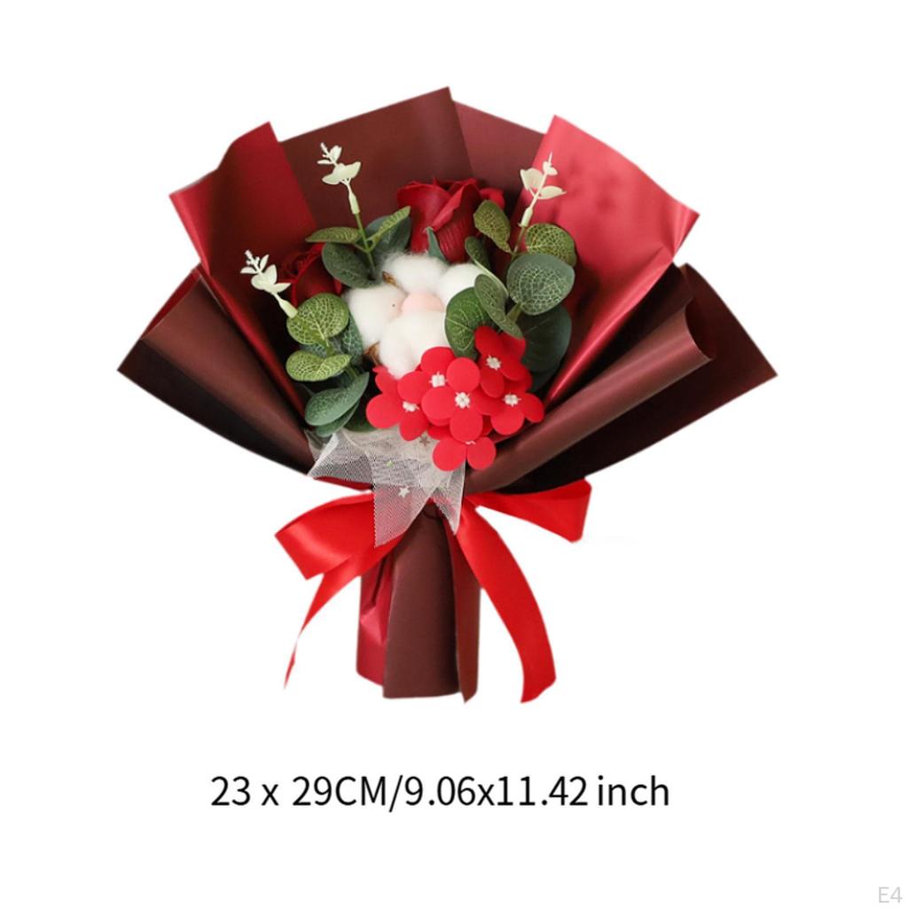 Ramo de rosas de jabón con flores artificiales, regalo de cumpleaños con caja, artesanía floral de baño para fiesta