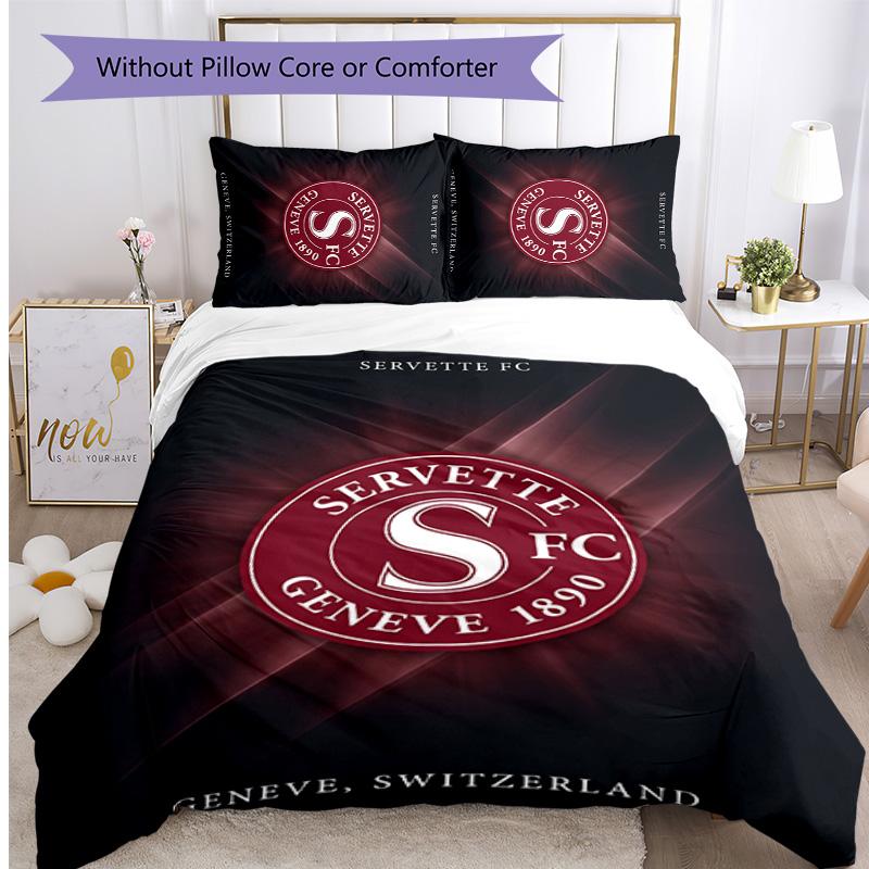 Set Biancheria da Letto 3 Pezzi Stampato Servette FC Traspirante Copripiumino con Federe Biancheria da Letto Decorativa per Camera da Letto Casa