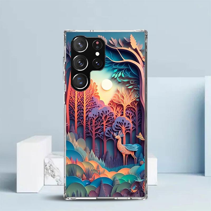 Natural Trees in Mountain Ranges Phone Case For Samsung Galaxy S24 S25 Edge S26 Ultra S22 S23 Plus S21 + S20 FE Soft TPU Back Co