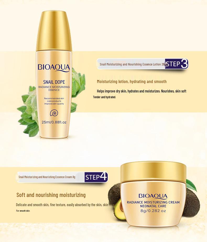 BIOAQUA Snail Skincare Five-Piece Travel Set - Hydrating & Moisturizing Cosmetics