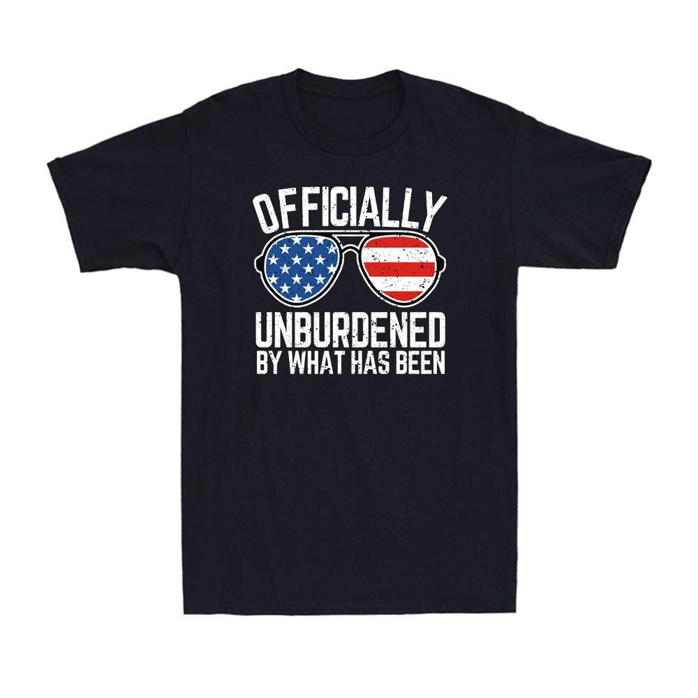 Unburdened By What Has Been US Flag Sunglasses 2024 Patriotic Men s T-Shirt L