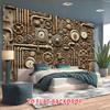 2D Flat Party Backdrop Banner - Large Steampunk Theme with Gears, Pipes & Vintage Clock