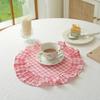 Yousheng 1/2Pcs Kitchen Placemat Square Round Washed Cotton Table Mats with Pleated Edges Heat Resistant Dining Home Kitchen Party Placemats