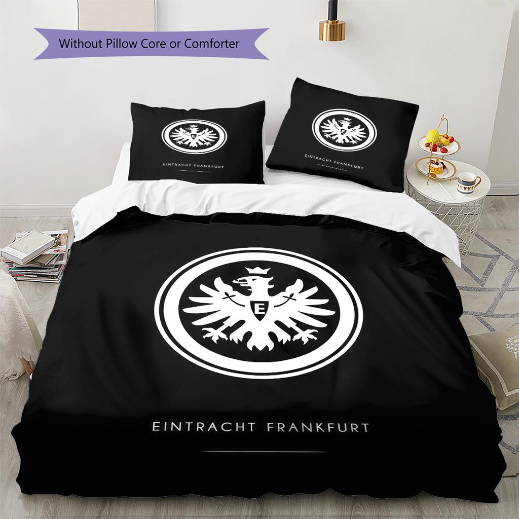Eintracht Frankfurt Wzór Pościel Kołdra Zestaw Dekoracja Domu Prezent (1 * poszwa na kołdrę + 2 * poszewki na poduszki bez rdzenia)