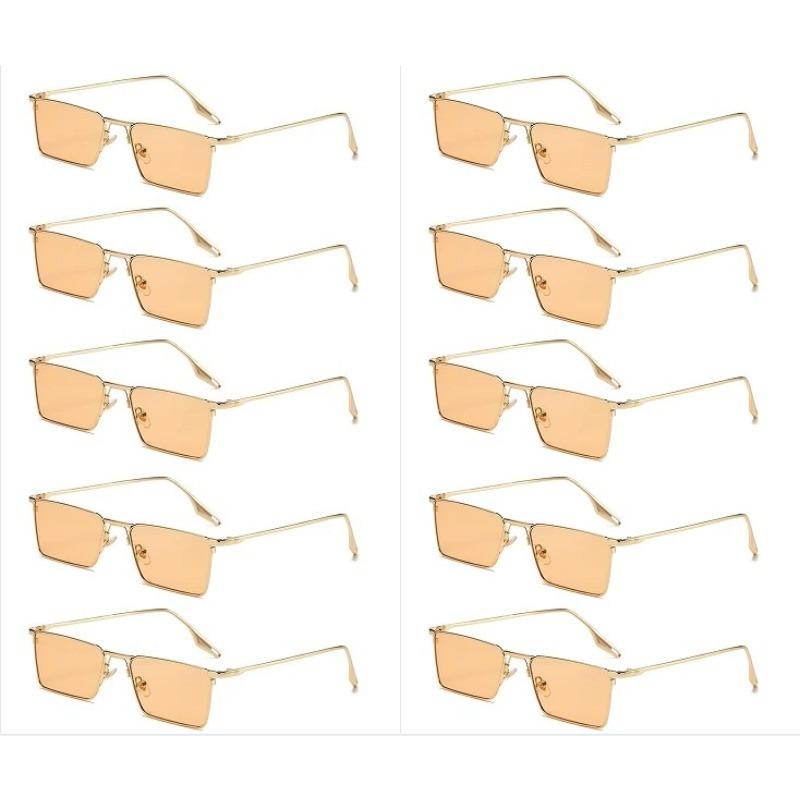 

10 шт. Модные хип-хоп мужские маленькие солнцезащитные очки квадратные женские металлическая оправа