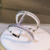 2022 new exquisite white zircon ring for ladies "H" shaped fashion ring party birthday jewelry gift