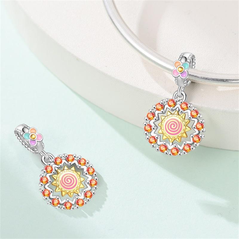 Copper Moon And Sun Theme Series Beaded Pendant For 3Mm Original Bracelet Necklace Women'S Luxury Exquisite Diy Jewelry Gift