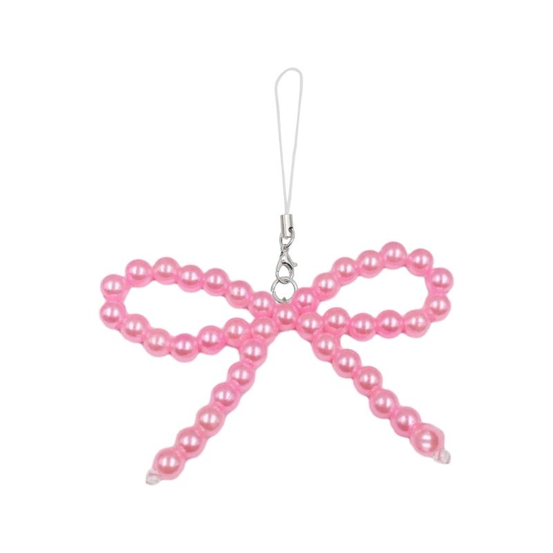 Colorful Beaded Key Straps and Lanyards Unique Beaded Bowknot Backpack Ornament Delicate Keychain Pendant Bag Decoration