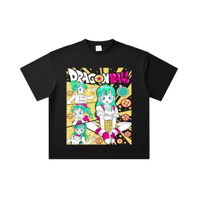 260 GSM podwójna przędza 32 count 100% bawełna Dragon Ball V65 nadruk Bulmy Unisex ciężka bawełniana koszulka