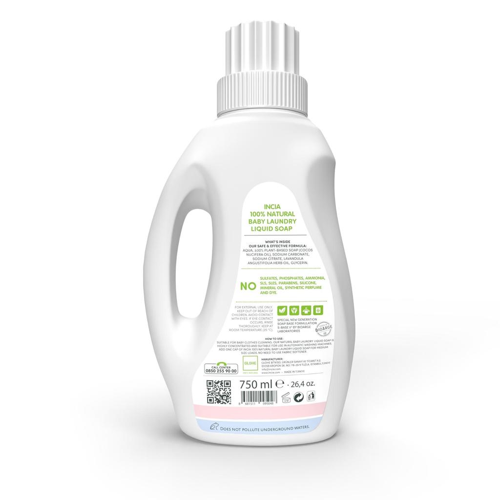 INCIA %100 Natürlich - Baby Waschmittel Flüssigseife - 750ml