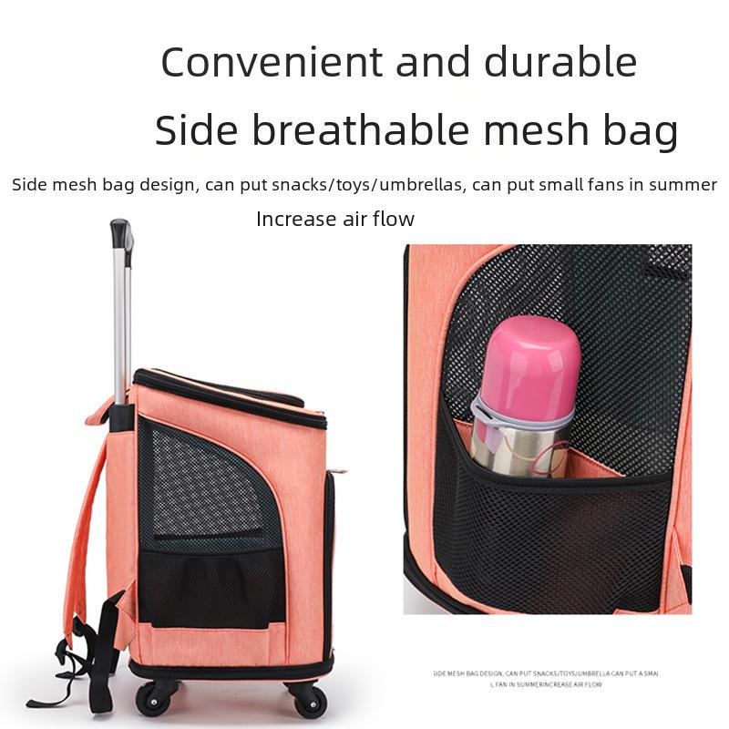 Tragbarer Haustier-Trolley-Rucksack für Katzen und Hunde