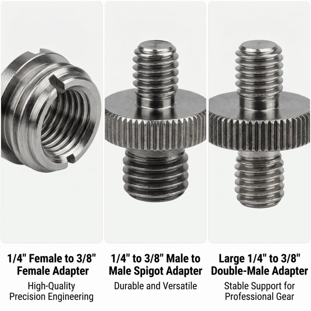 Male To Female Mount Screw Kit 1/4" to 3/8" Screw Convert Adapter Camera Screw Nut Set  Monopod