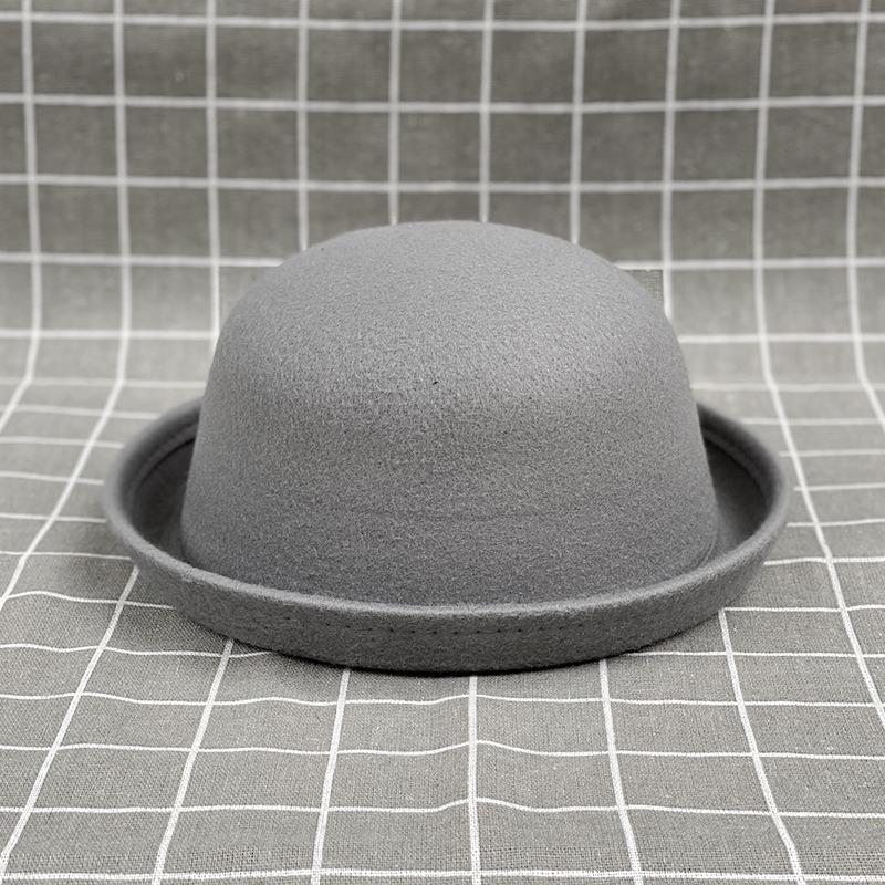 Curled Dome Woolen Top Hat Female Parent-Child Small Pot Hat Male And Female Baby Hat British Retro Bucket Hat