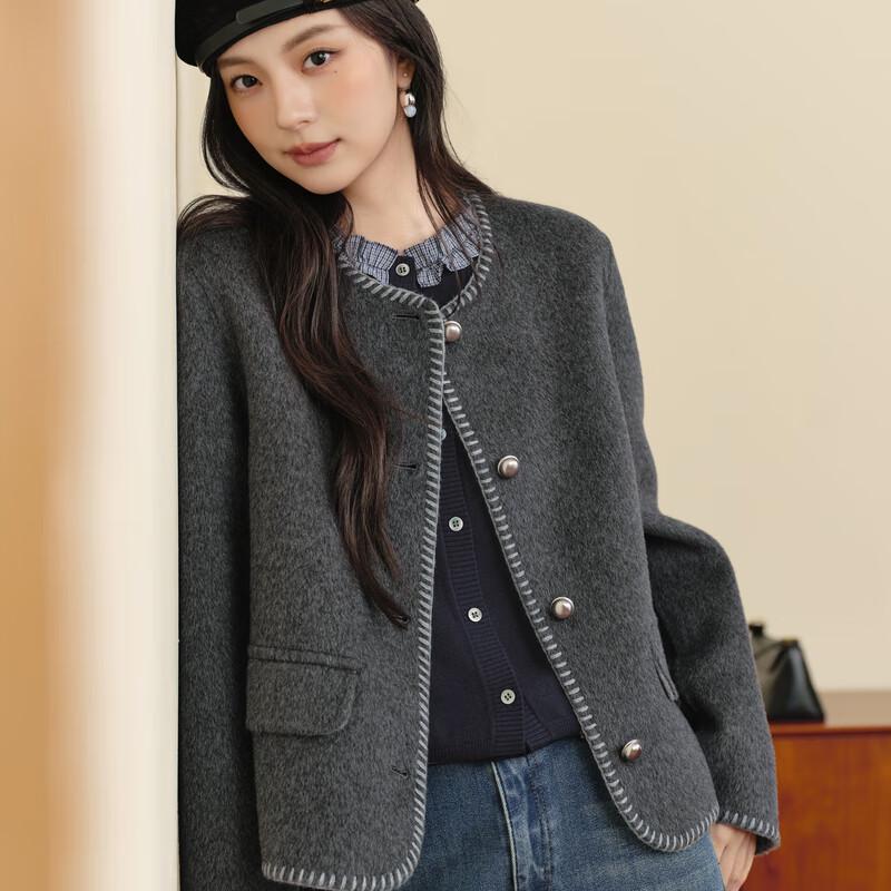 SEIFINI Women's Straight Shoulder Wool Double-faced Coat