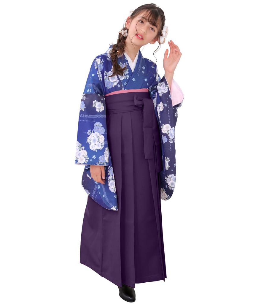 Hakama graduation elementary school graduation ceremony elementary school junior Blue sea cherry string bottom [KYOETSU] [Kyoetsu] set, gorgeous, E,