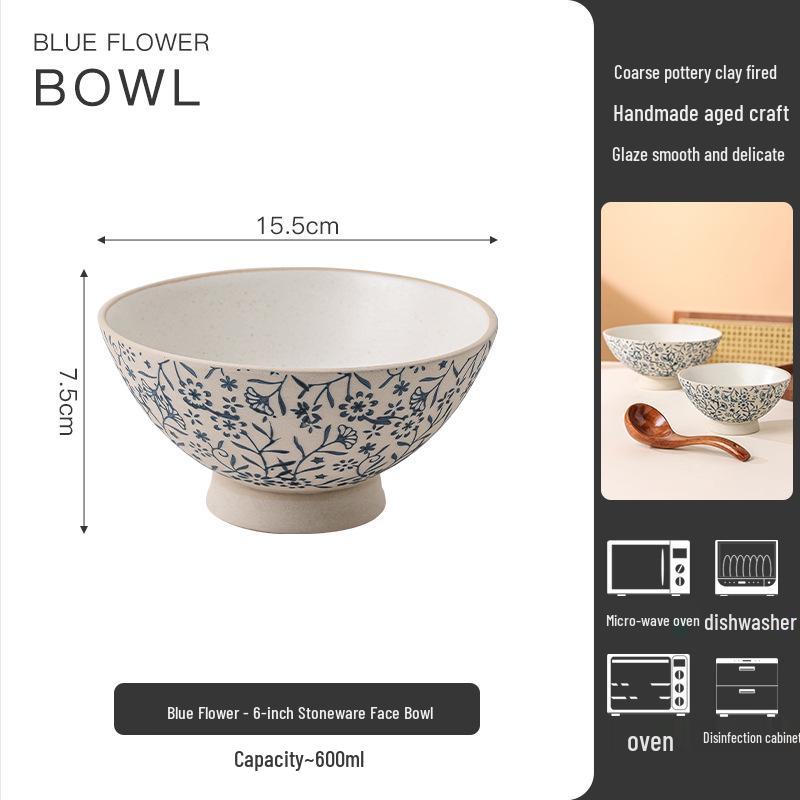 High-Value Japanese Retro Ceramic Ramen Bowl - Large Household Soup & Noodle Bowl