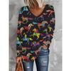 Women's Creative Printed Long-sleeved T-shirt, Breathable, Soft and Comfortable, Suitable for Casual Wear All Year Round